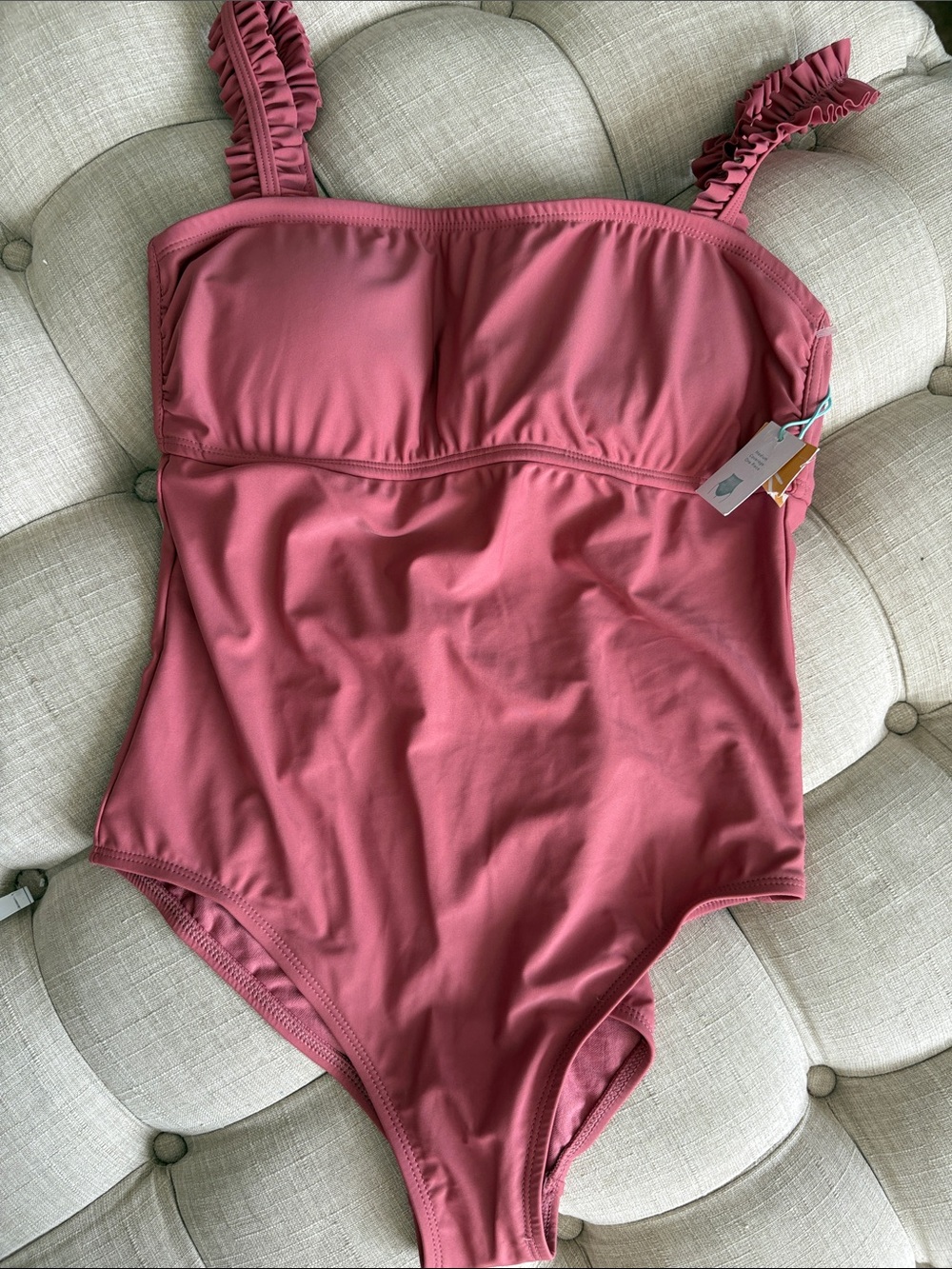 Kona Sol Ruffle Strap One-Piece Swimsuit - Dusty Rose